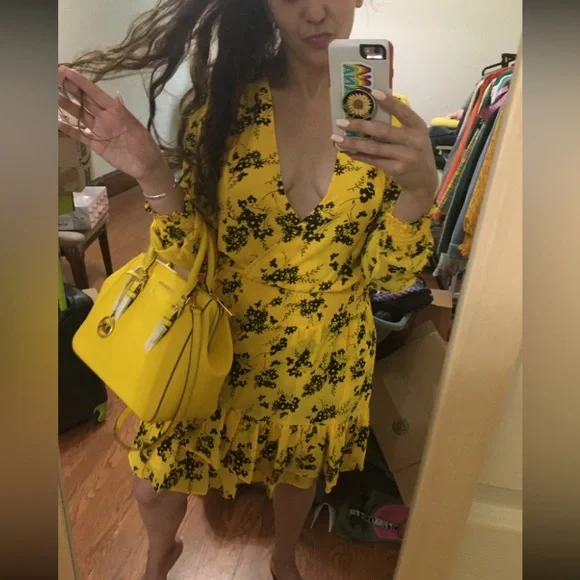 Yellow Floral Michael Kors Midi Dress - Picture 3 of 7
